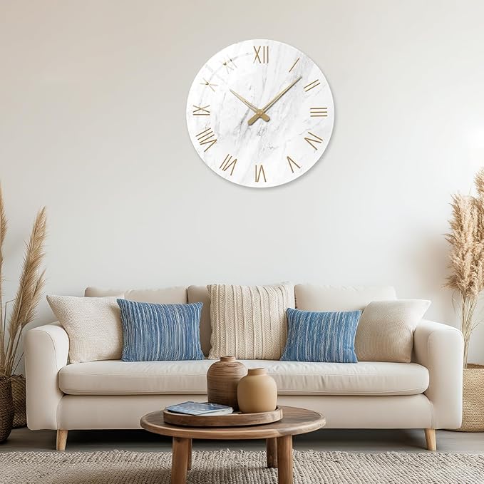 24 Inch White Minimalist Glass Wall Clocks Battery Operated Extra Large Wall - Image 4