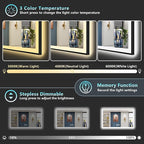 60x38 Black Framed LED Bathroom Mirror - Image 5