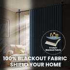 100% Blackout Room Divider Curtains Sets Blue 2 Panels W100 x L84in No Drill - Image 5