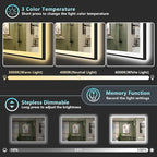 48x40 Black Framed LED Bathroom Mirror - Image 5