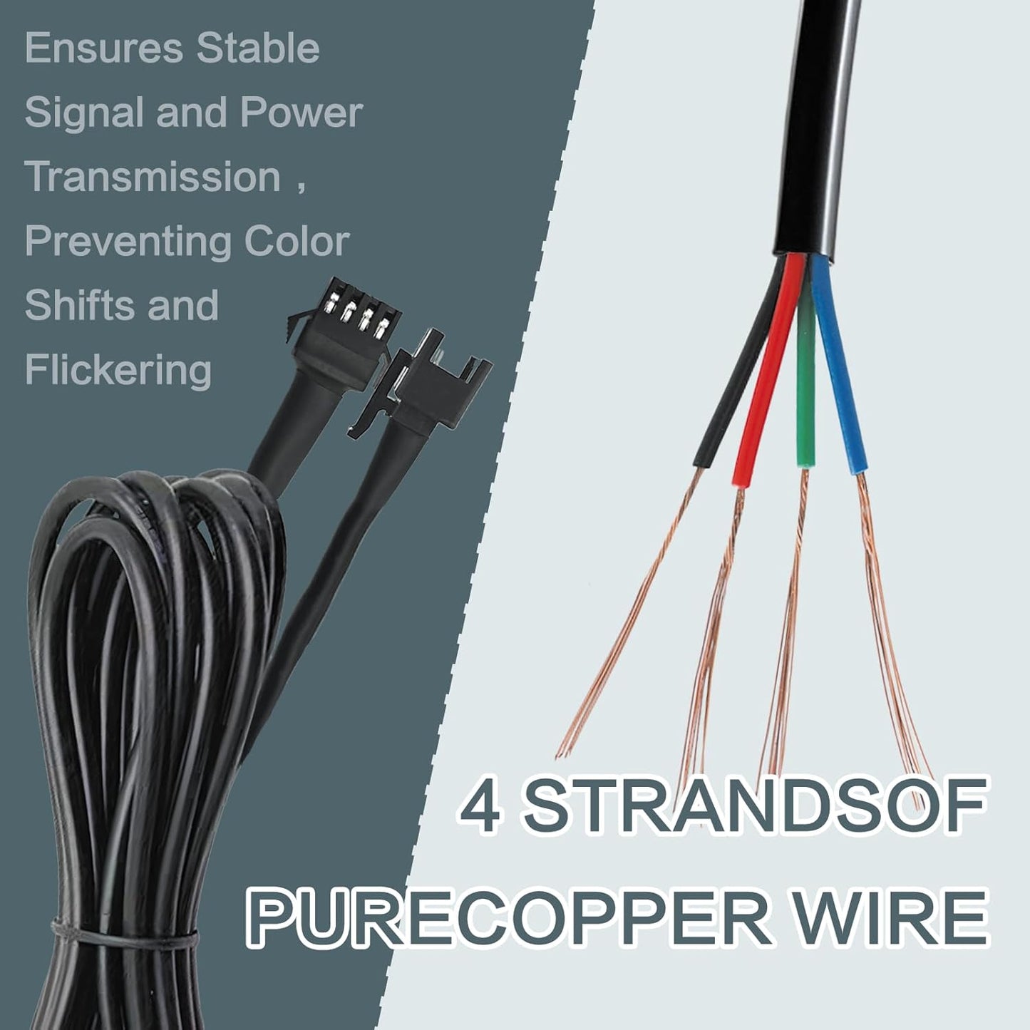 12 Pcs 4 Pin RGB Extension Cable RGB Wire for Motorcycle LED Light Underglow Kit, Compatible with ATV Car Trucks Rock Lights & Neon Strips (60 Inch)