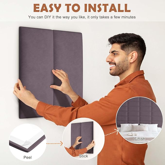 IFNOW Wall Mounted Upholstered Headboard King, 3D Peel and Stick Soundproof - Image 5