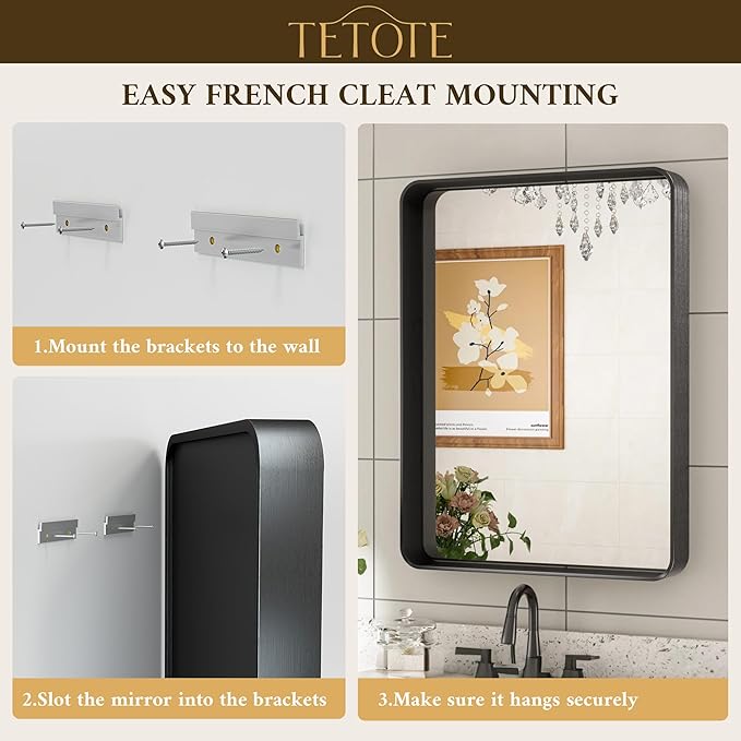 TETOTE 40 x 30 White Frame Mirror - Image 5