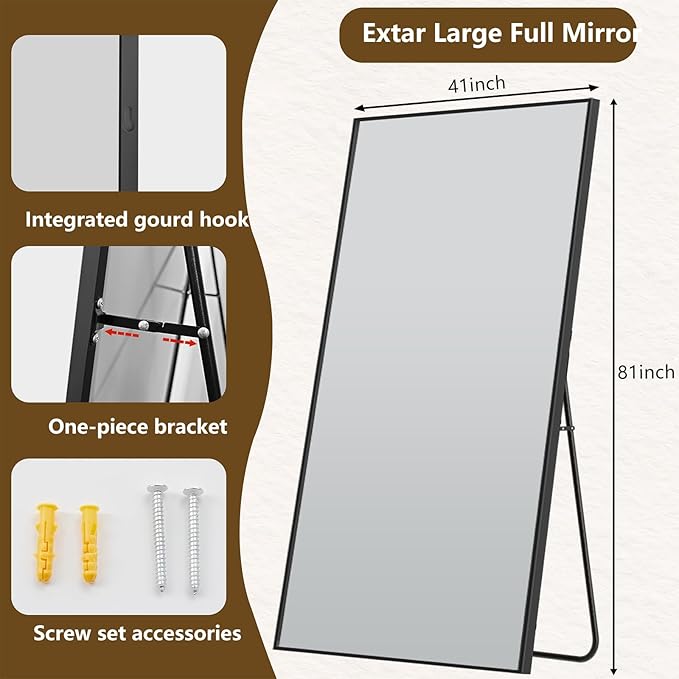 Koonmi 81"x41" Floor Mirror Full Length, Bedroom Floor Body Mirror - Image 4