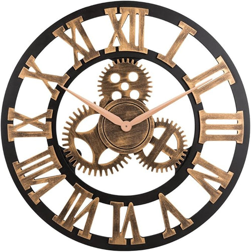 33" Roman Bronze Noiseless Silent Gear Wall Clock by OldtownClocks
