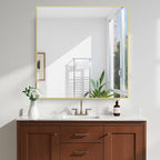 KOCUUY Gold Bathroom Mirror, HD Tempered Glass, Anti-Rust Frame, Modern Design - Image 5