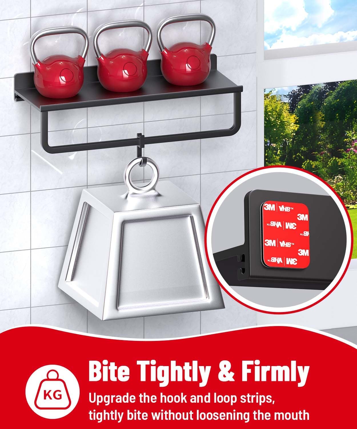 Hook and Loop Strips with Super Adhesive Heavy Duty, Made of 3M, Heat Resistant Waterproof, Outdoor or Indoor Use, 16 Sets Black 1.57x1.97 Inch