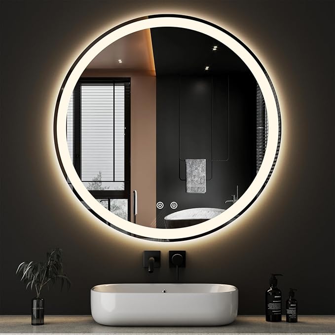 NEWBULIG 36 Inch Round LED Bathroom Wall Mirror by NEWBULIG