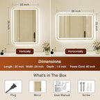 20x28 Inch Gold Framed LED Bathroom Mirror - Image 2