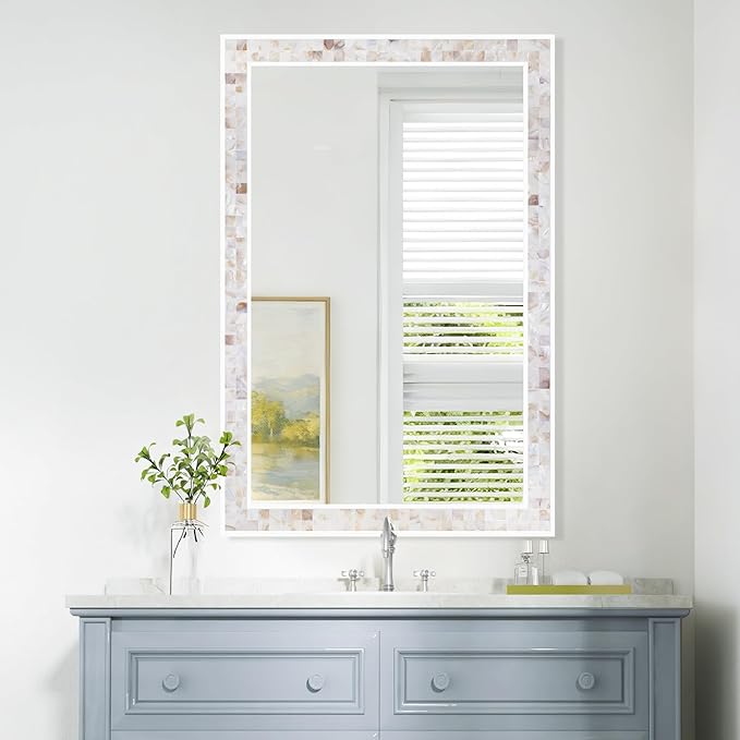 Tanmicoshomy Brown Shell Framed Rectangular Wall Mirrors - Image 7