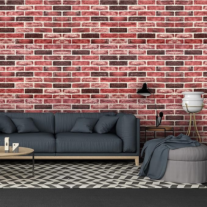 20-Pack 104 Sq.Ft 3D Wall Panels Peel and Stick 3D Faux Brick Wallpaper Peel - Image 4