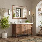 48x36 Inch Bathroom Mirror for Wall, Anti-Rust Walnut Wood Grain Metal Framed - Image 3