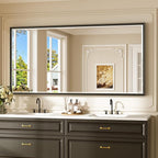 Keonjinn 72" x 36" Large Black Bathroom Vanity Mirror, Brushed Black Framed by Keonjinn
