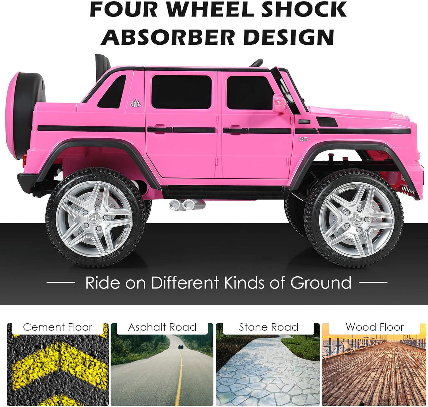 HONEY JOY Ride On Truck, Licensed Mercedes-Benz Maybach G650 Battery Powered Ride On Toys Car, LED Lights, Music, Slow Start, 12V Electric Cars for Kids, Gift for Boys Girls (Blue)