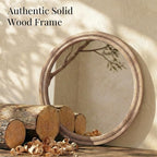 30" Round Solid Wood Mirror for Bathroom Vanity, Handcrafted Beaded Circle Wall - Image 4