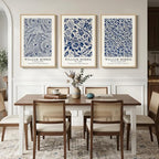 Large Framed Blue William Morris Wall Art Set of 3, Vintage Botanical Floral - Image 3