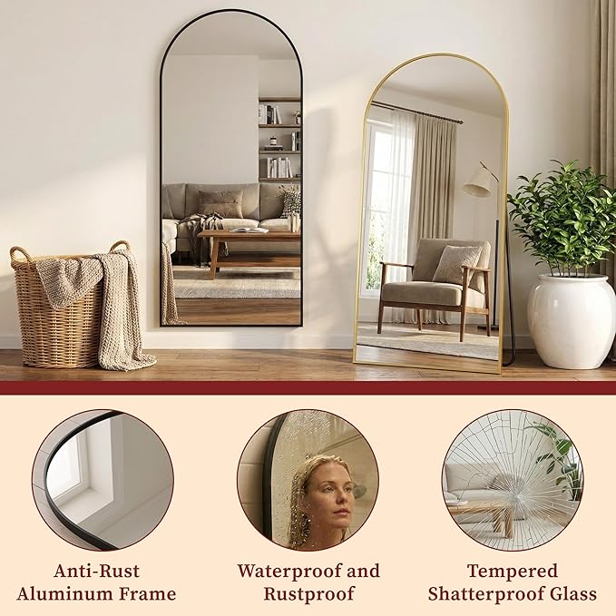 Suidia 76"x34" Arched Full Length Mirror - Image 6