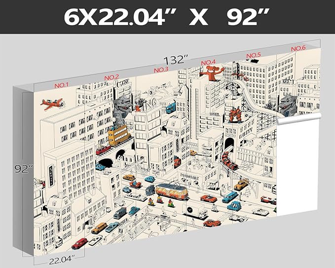 XMPMBM-Cartoon Comics City Nursery Room Fabric Wallpaper Kids Bedroom - Image 4