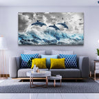 Wapluam Large Wall Art For Bedroom Blue Waves Of The Sea Wall Pictures Artwork - Image 3