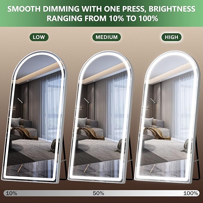 FENNIO Full Length Mirror with Lights, Free Standing Lighted Floor Mirror - Image 8