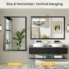 Briivue 60x40 Inch Black Bathroom Mirror - Image 6