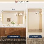 Keonjinn Gold Mirrors for Wall, 60” x 36” Large Brushed Brass Bathroom Mirrors - Image 7