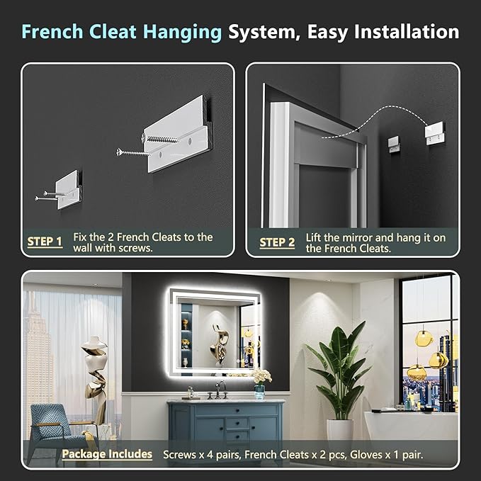 44x32 LED Bathroom Mirror with Lights, Backlit and Front Lit Anti-Fog Lighted - Image 9