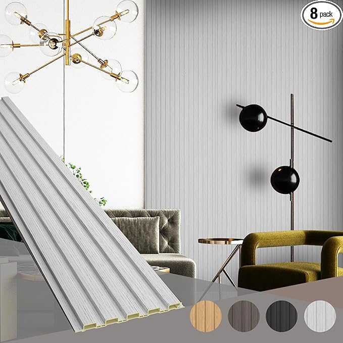 OUZUGIE WPC Acoustic Slat Wall Paneling, Living Room, TV Background, Study Room by OUZUGIE