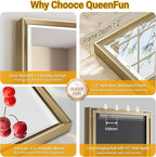 Gold Bathroom Mirror, 30x36 Brushed Gold Bathroom Mirror Beveled Edge, - Image 8