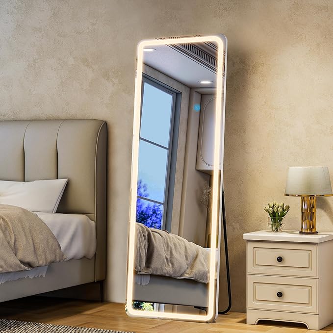 Full Length Mirror with LED Lights, LED Mirrors Full Length Floor Mirror Full by WISSMILESHOME