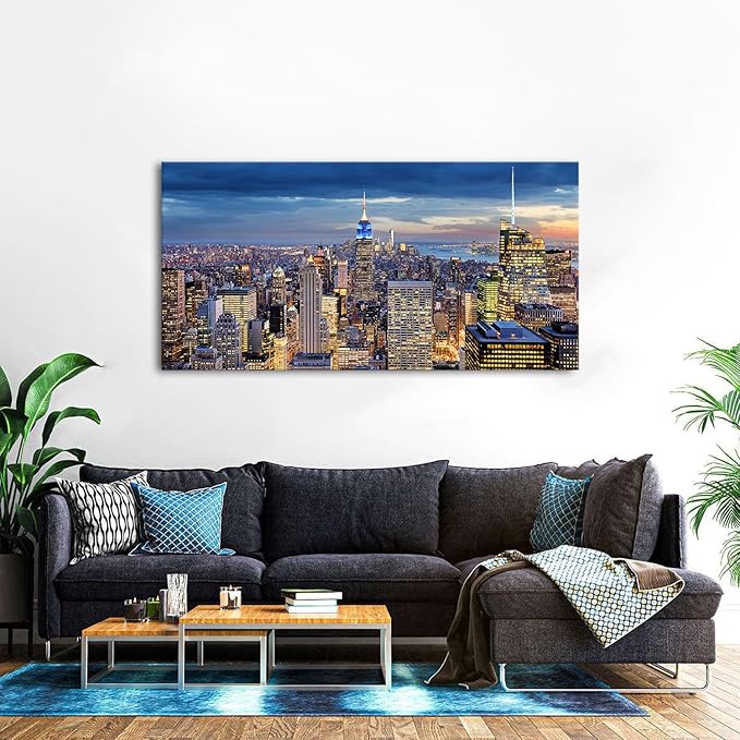 Extra Large New York City Wall Art NYC Skyline Office Wall Decor Sunset - Image 4