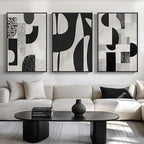 Large Framed Black and White Abstract Wall Art by Cuspin