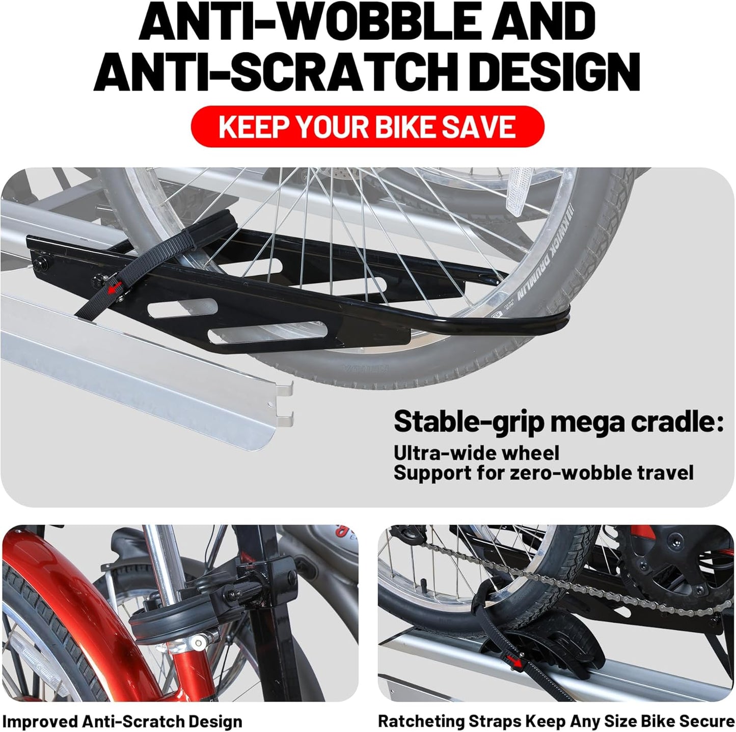 Hitch Mount Bike Rack with Ramp, 200 LB Capacity fits Cars, SUVs, RVs, Trailers, Trucks with 2 Inch Receiver