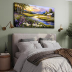 SERIMINO Large Wall Art for Living Room, River Landscape Wall Art, Meadow - Image 3