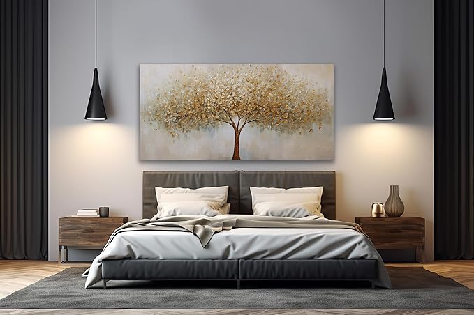 VHMING Wall Art Abstract Gold Tree of Life Modern Artwork Canvas Painting - Image 5