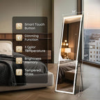 Kosmonia 67x24 Frameless Full Length Mirror, Dimmable 3 Color LED Light - Image 6