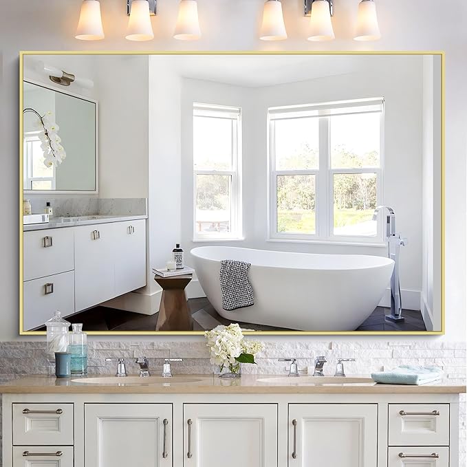 KOCUUY Large Gold Bathroom Mirror, 60x40 Inch Rectangular Mirror - Image 2