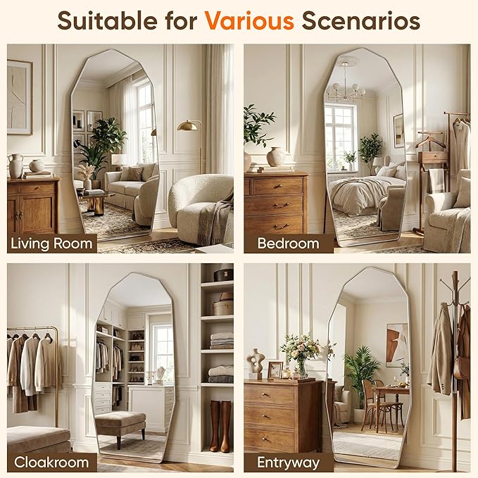 Antok Full Length Mirror, Free Standing Wall Mounted or Leaning Full Body Mirror - Image 8