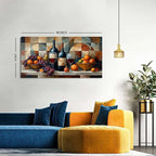 AIYISU Abstract Kitchen Wall Art Geometric Wall Decor Red Wine Glass Fruits - Image 4