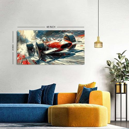 Abstract Race Car Wall Art Vintage Formula Racing Canvas Painting Car Posters - Image 2