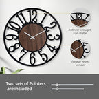 LEIKE Large Wall Clock 32'' Lighted Rustic Wood Clock - Image 5