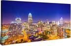 Charlotte City Skyline Wall Art Blue Night Cityscape Wall Decor North Carolina by HOME