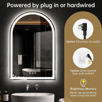 Arched LED Mirror for Bathroom 24"x36"- Frameless Lighted Bathroom Mirror - Image 5