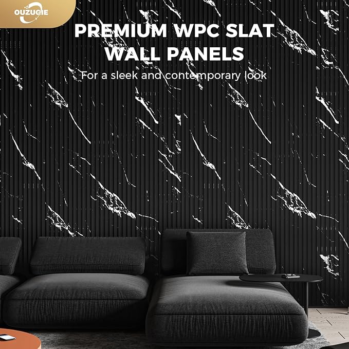 OUZUGIE WPC Acoustic Slat Wall Paneling, Living Room, TV Background, Study Room - Image 2