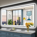 88x38 Black Framed LED Bathroom Mirror by Awandee