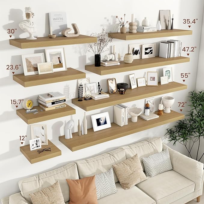 Vivelove 12 Inch Deep Floating Shelves 47.2 inch Long, 2 Inch Thick Wall Shelves - Image 2