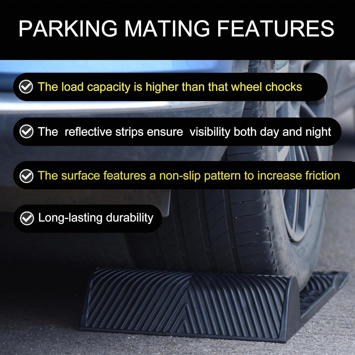 11''x21''/28cmx53cm Parking Guide Mats,Durable Self Adhesive Anti-Skid Wheel Stopper, Parking Assistance Accessories for Garage Vehicles (4 Pack)