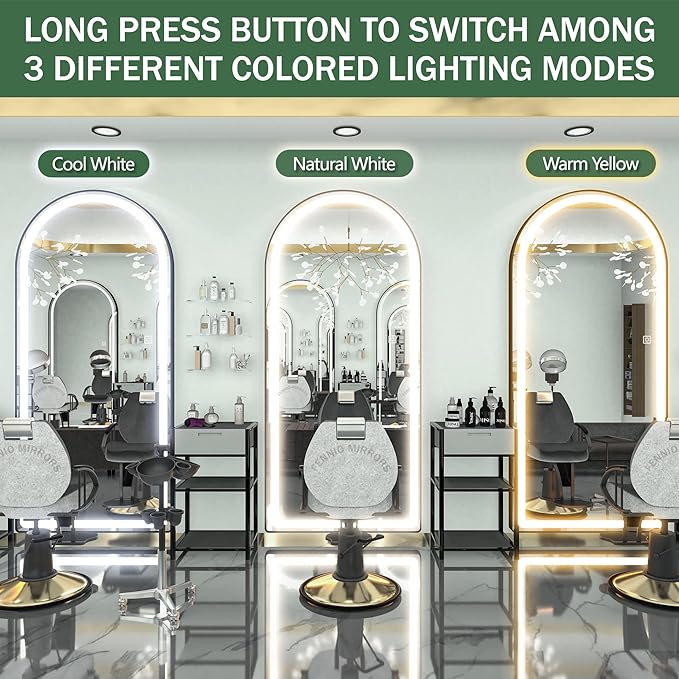 FENNIO Full Length Mirror with Lights, Free Standing Lighted Floor Mirror - Image 7