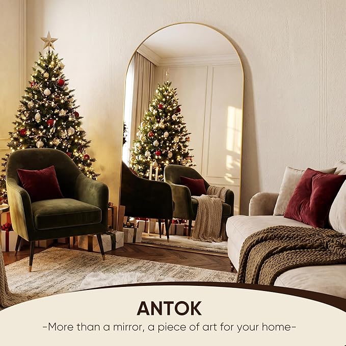 Antok 81" x41” Arched Full Length Floor Mirror, Free Standing/Wall Mount/Leaning - Image 4