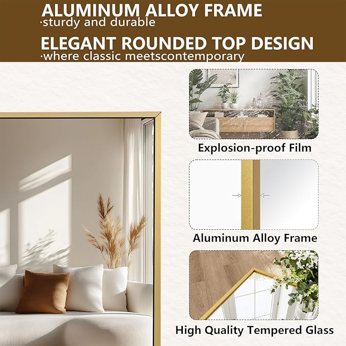 Koonmi 78"x35" Floor Mirror Full Length, Bedroom Floor Body Mirror - Image 4